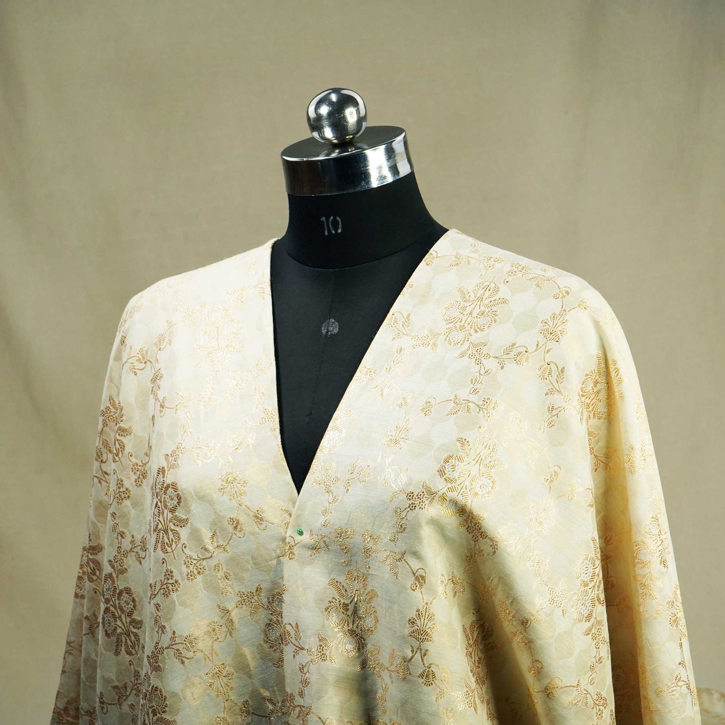 Off White & Golden Rupa Jaal Rangkat Munga Silk Tissue YF-24432