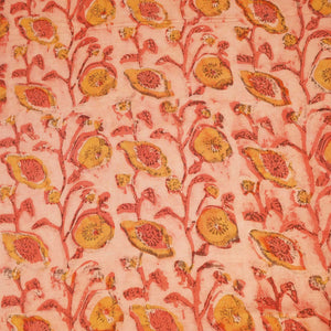 Peach Dabu Print Cotton Fabric NC-24566