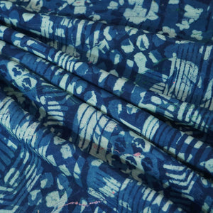 Indigo Ajrakh Print Muslin Fabric NC-24575