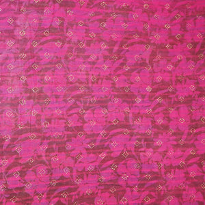 Magenta and Brown Foil Print Mulmul Fabric NC-24583