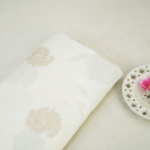 Cream Dyeable Kadua Buti Chiniya Silk Fabric MS-24602