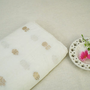 Cream Dyeable Kadua Buti Chiniya Silk Fabric MS-24605