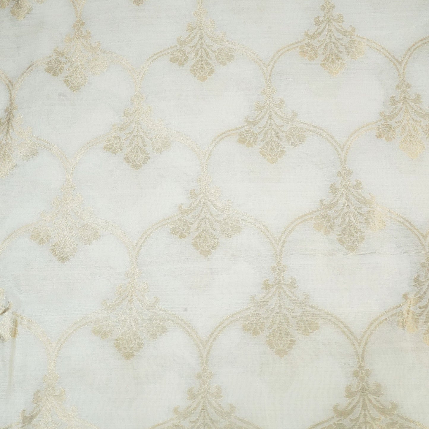 Cream Dyeable Gold Kadua Jaal Chiniya Silk Fabric MS-24607