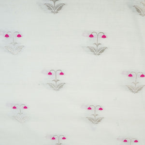 Cream Dyeable Mina Kari Kadua Buti Chiniya Silk Fabric MS-24611
