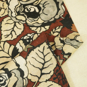 Brown Floral Print Linen Fabric RM-24617
