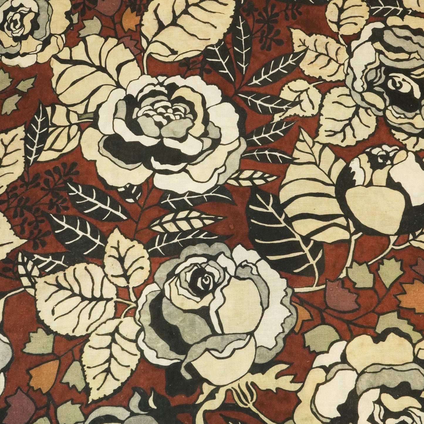 Brown Floral Print Linen Fabric RM-24617