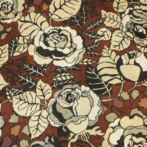 Brown Floral Print Linen Fabric RM-24617