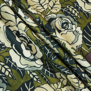 Green Floral Print Linen Fabric RM-24618