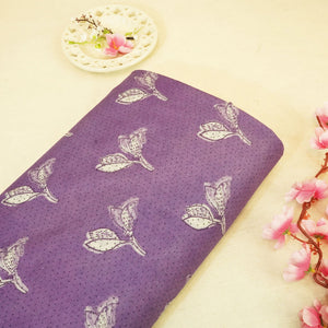 Purple Floral Print Linen Fabric RM-24619