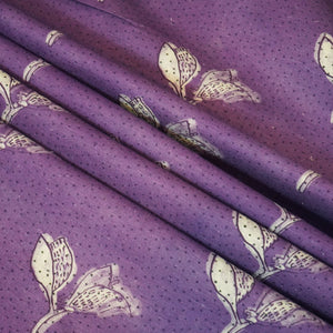 Purple Floral Print Linen Fabric RM-24619