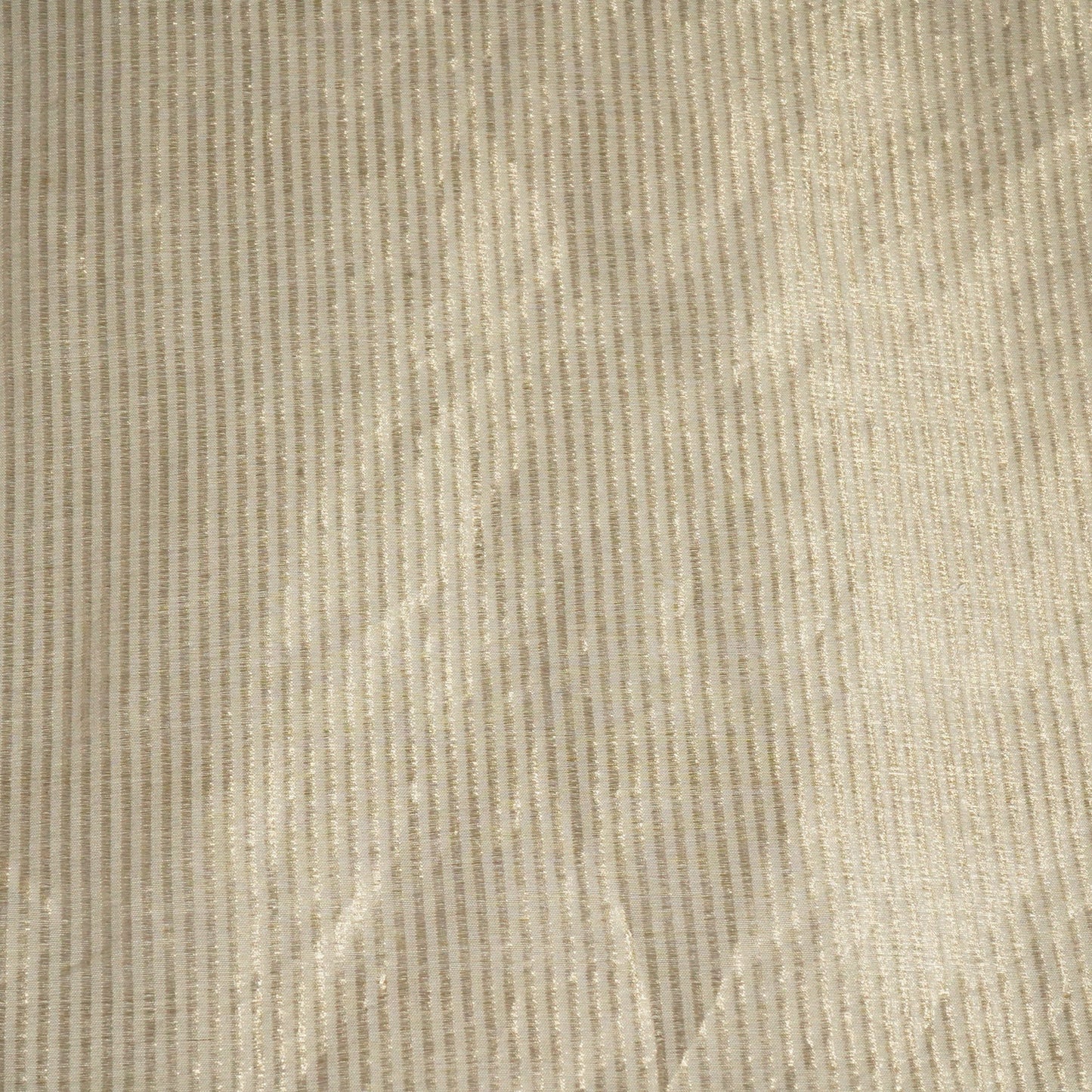 Cream & Golden Stripes Pure Cotton Silk Fabric YF-24633