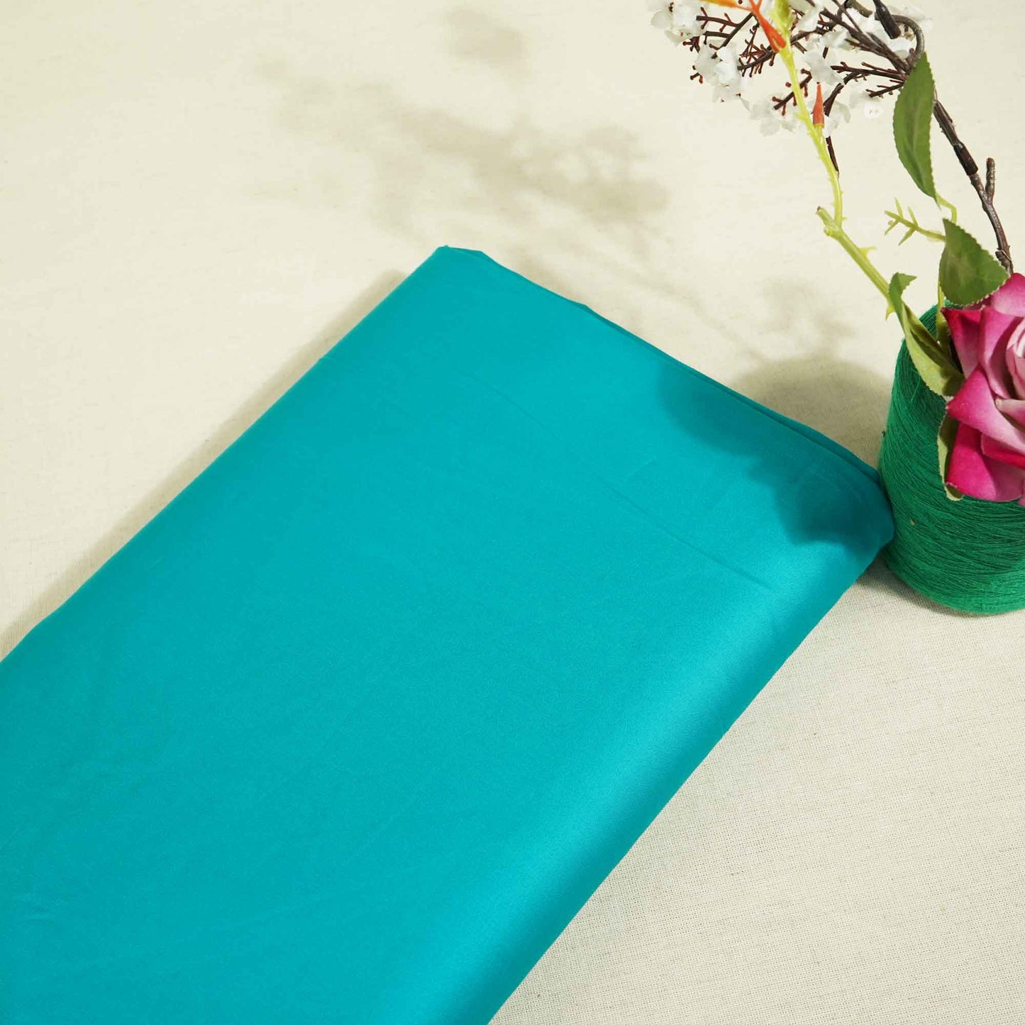 Aqua Blue Solid Giza Cotton Fabric STI-24645