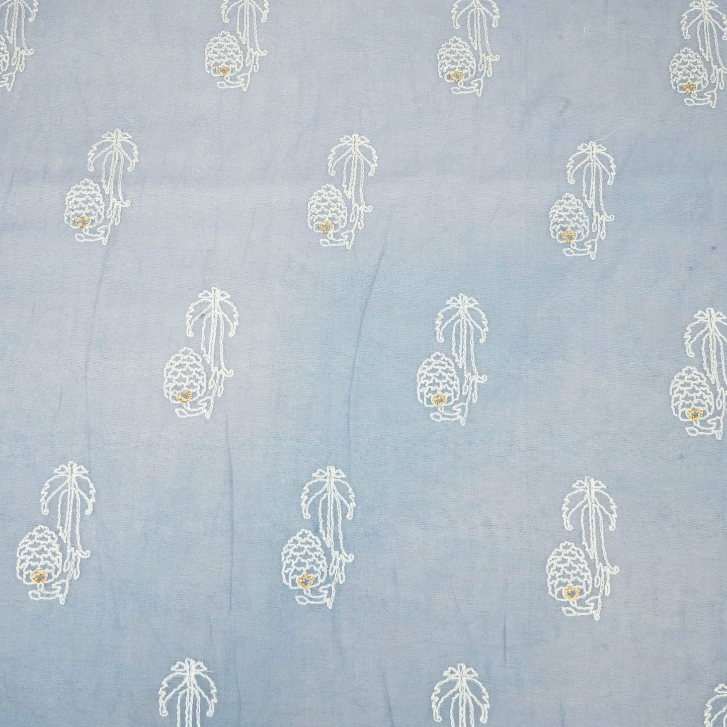 Dark Grey Floral Thread Embroidery Chanderi Fabric SNS-24655