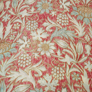 Brick Red Handpainted Floral Print Muslin Fabric GT-24679