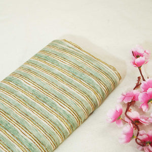 Green Stripes Print Muslin Fabric GT-24682