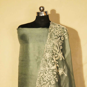 Grey Embroidery (Top-Organza,Bottom-Crepe,Dupatta-Organza) Organza Suit Set JDS-24688