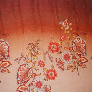 Peach & Dark Maroon Shaded Floral Print Organza Fabric MT-28249 - TradeUNO