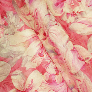 Pink Floral Print Chanderi Fabric GT-25305