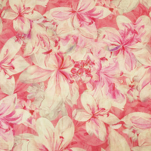 Pink Floral Print Chanderi Fabric GT-25305