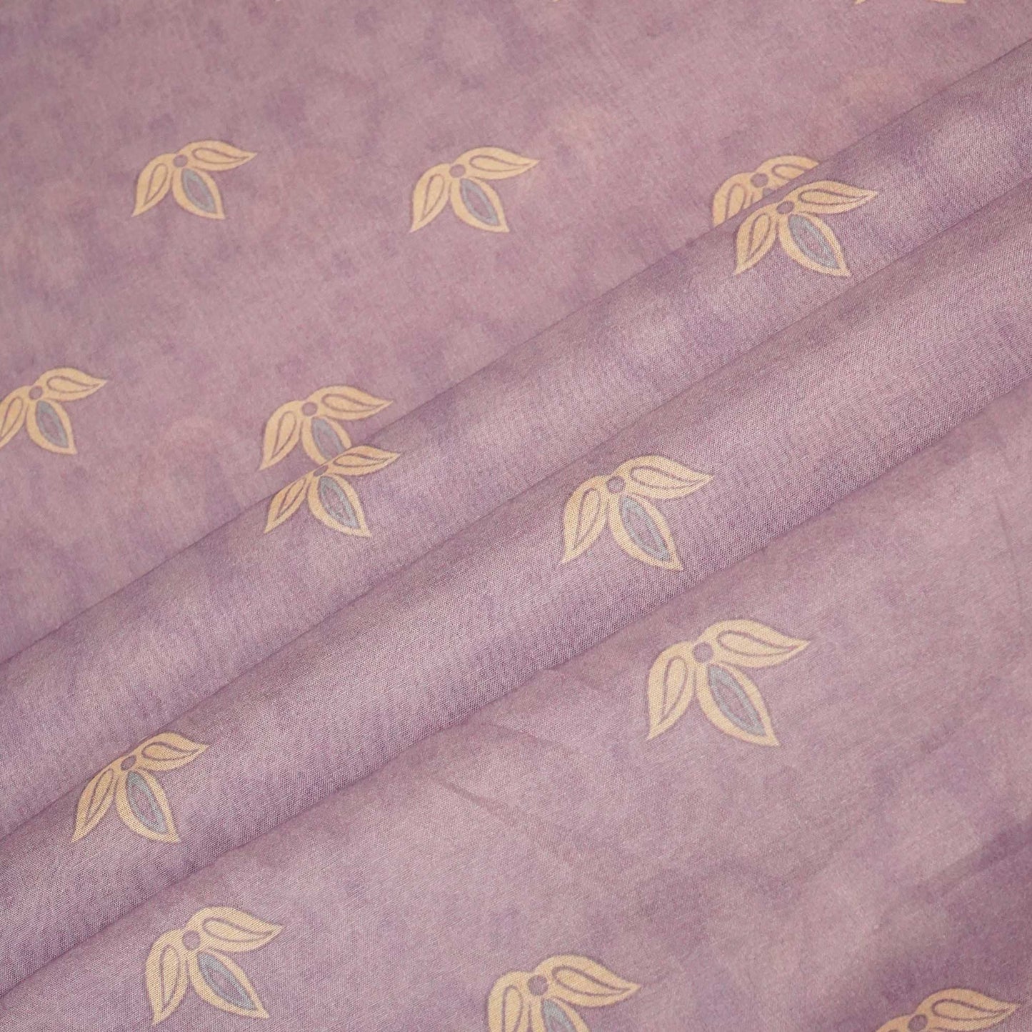 Purple Floral Print Chanderi Fabric GT-25307