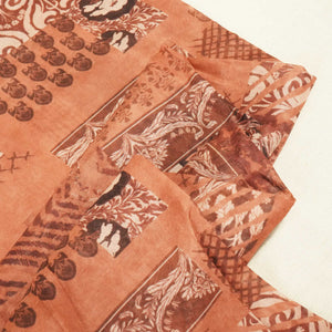 Dark Brown Floral Print Chanderi Fabric GT-25310