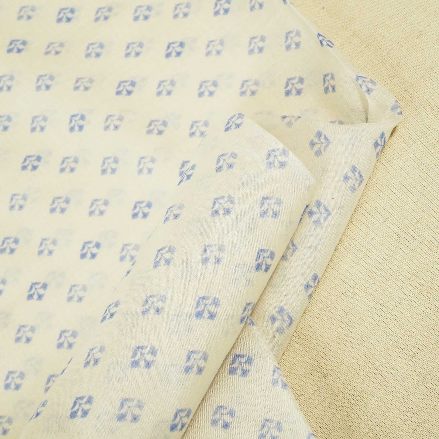 White Floral Print Chanderi Fabric GT-25318