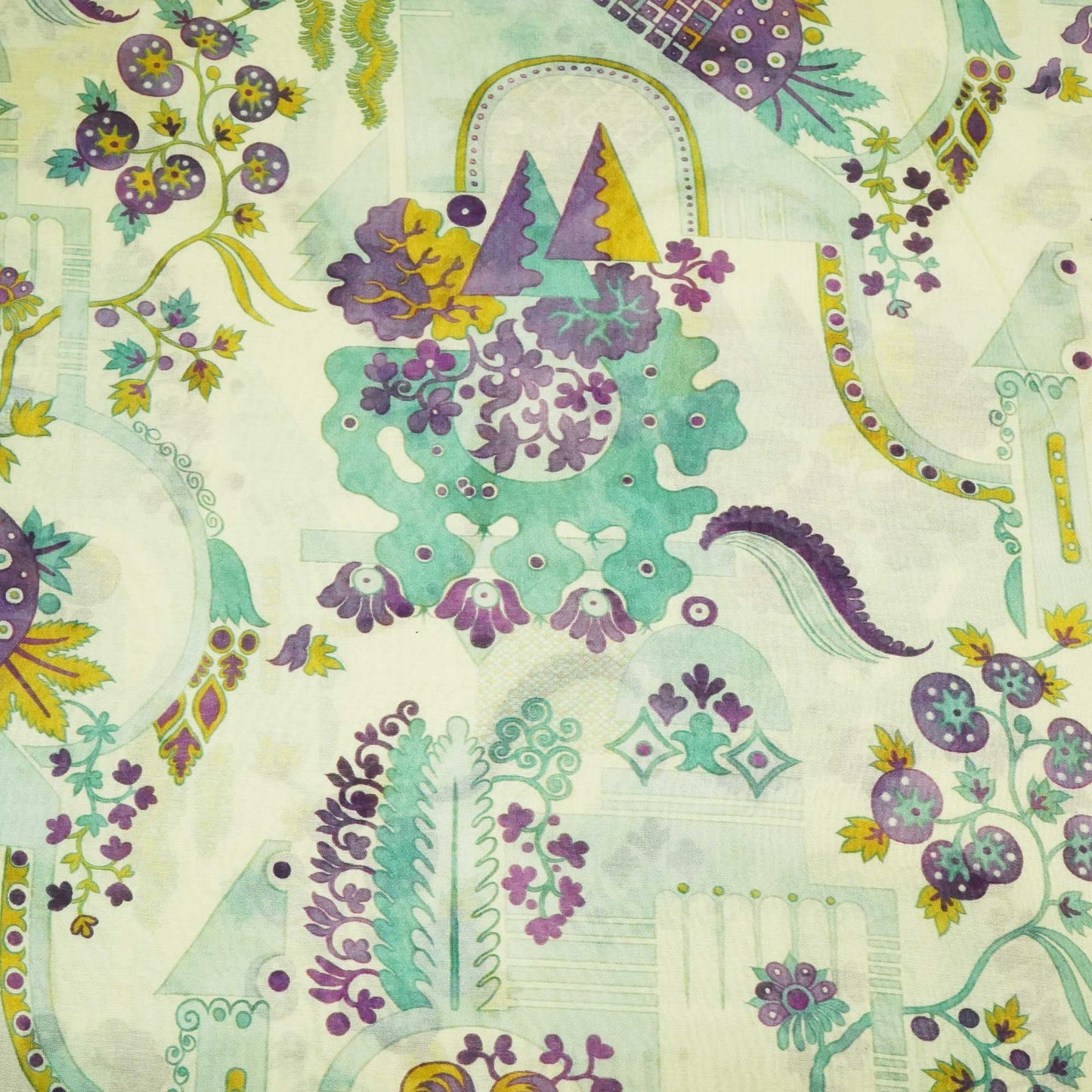 Light Green Abstract Print Chanderi Fabric GT-25319