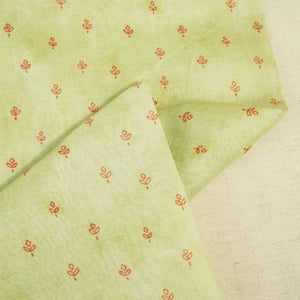 Green Floral Print Chanderi Fabric GT-25321