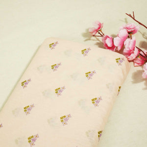 Peach Floral Print Chanderi Fabric GT-25322