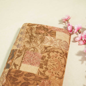 Brown Floral Patch Print Chanderi Fabric GT-25326