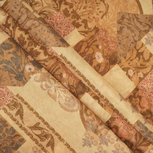 Brown Floral Patch Print Chanderi Fabric GT-25326
