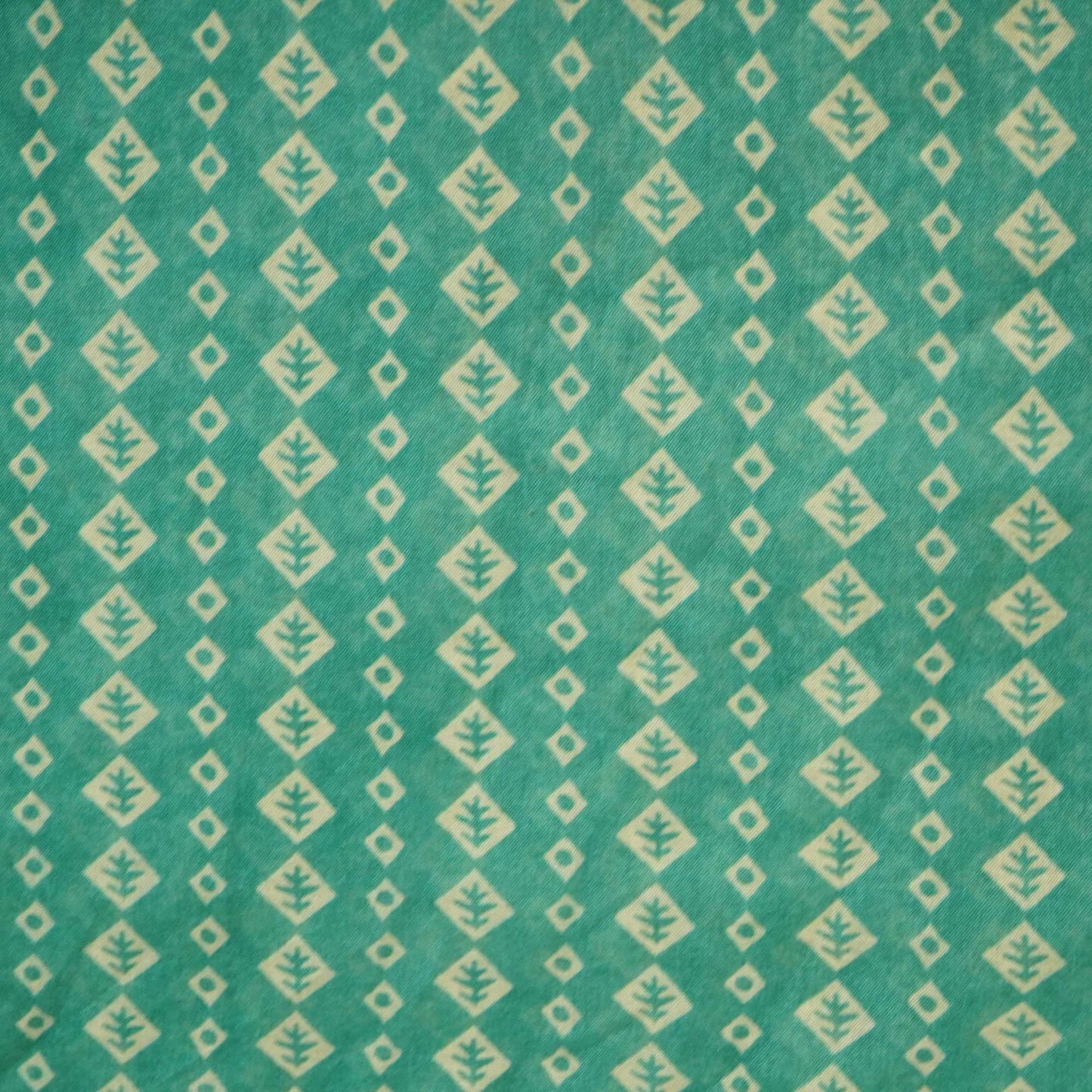 Green Geometrical Print Chanderi Fabric GT-25327