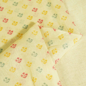 Cream & Multicolor Floral Print Chanderi Fabric GT-25330