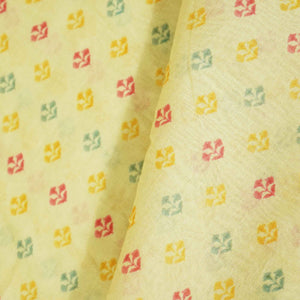 Cream & Multicolor Floral Print Chanderi Fabric GT-25330