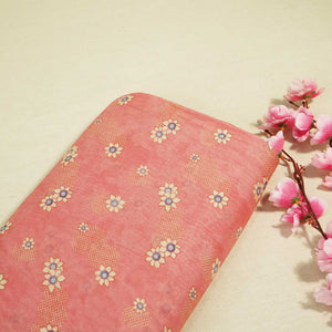 Pink Floral Print Chanderi Fabric GT-25338