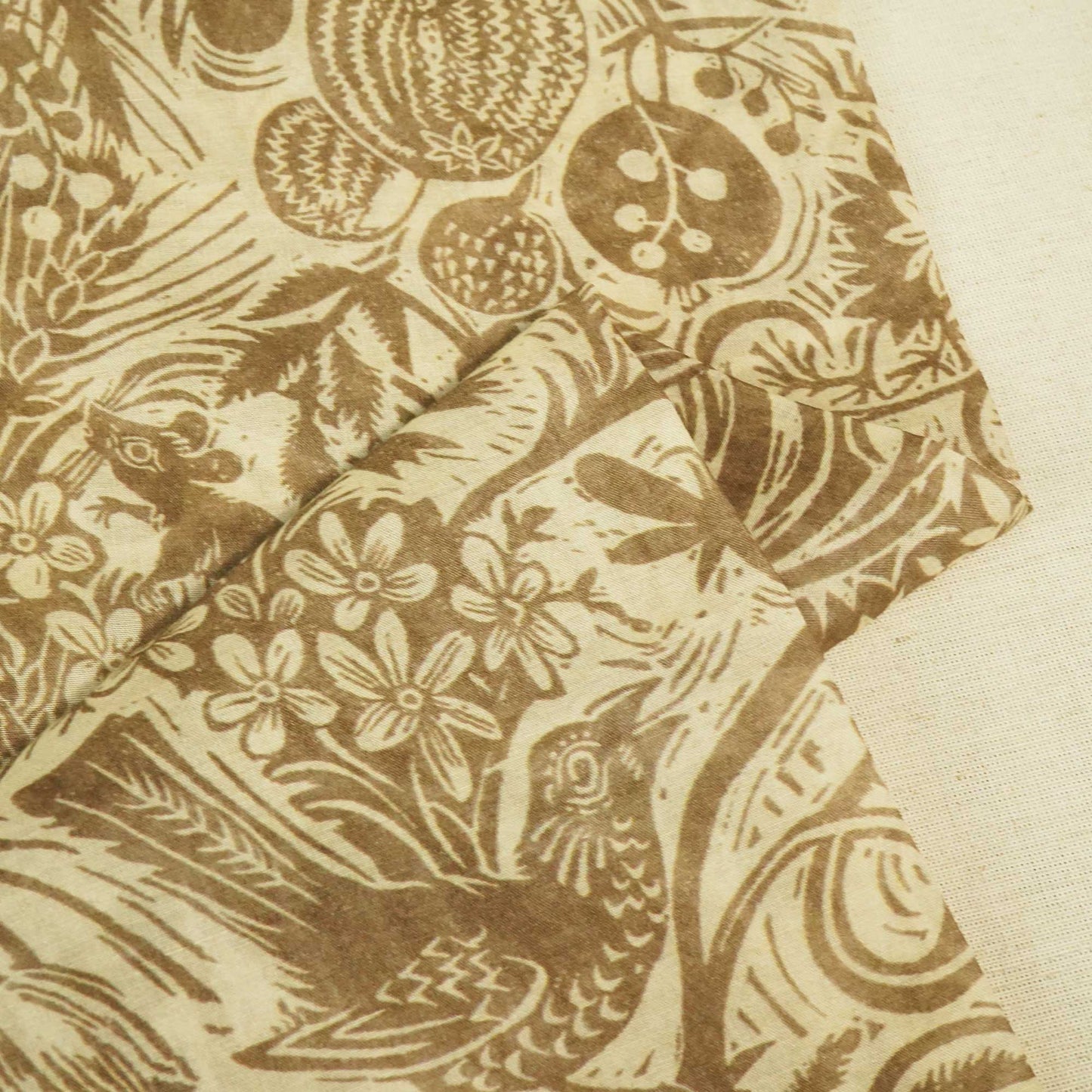 Brown Tropical Print Chanderi Fabric GT-25339