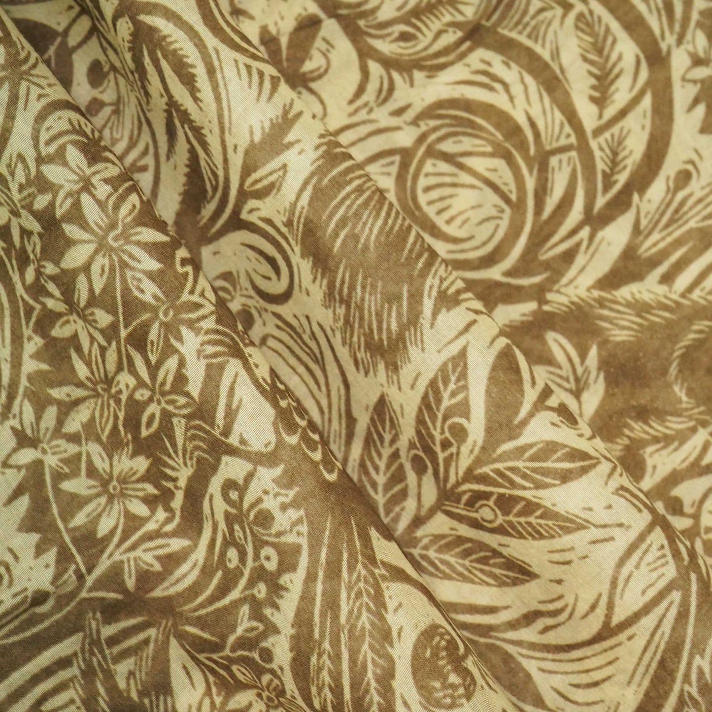 Brown Tropical Print Chanderi Fabric GT-25339