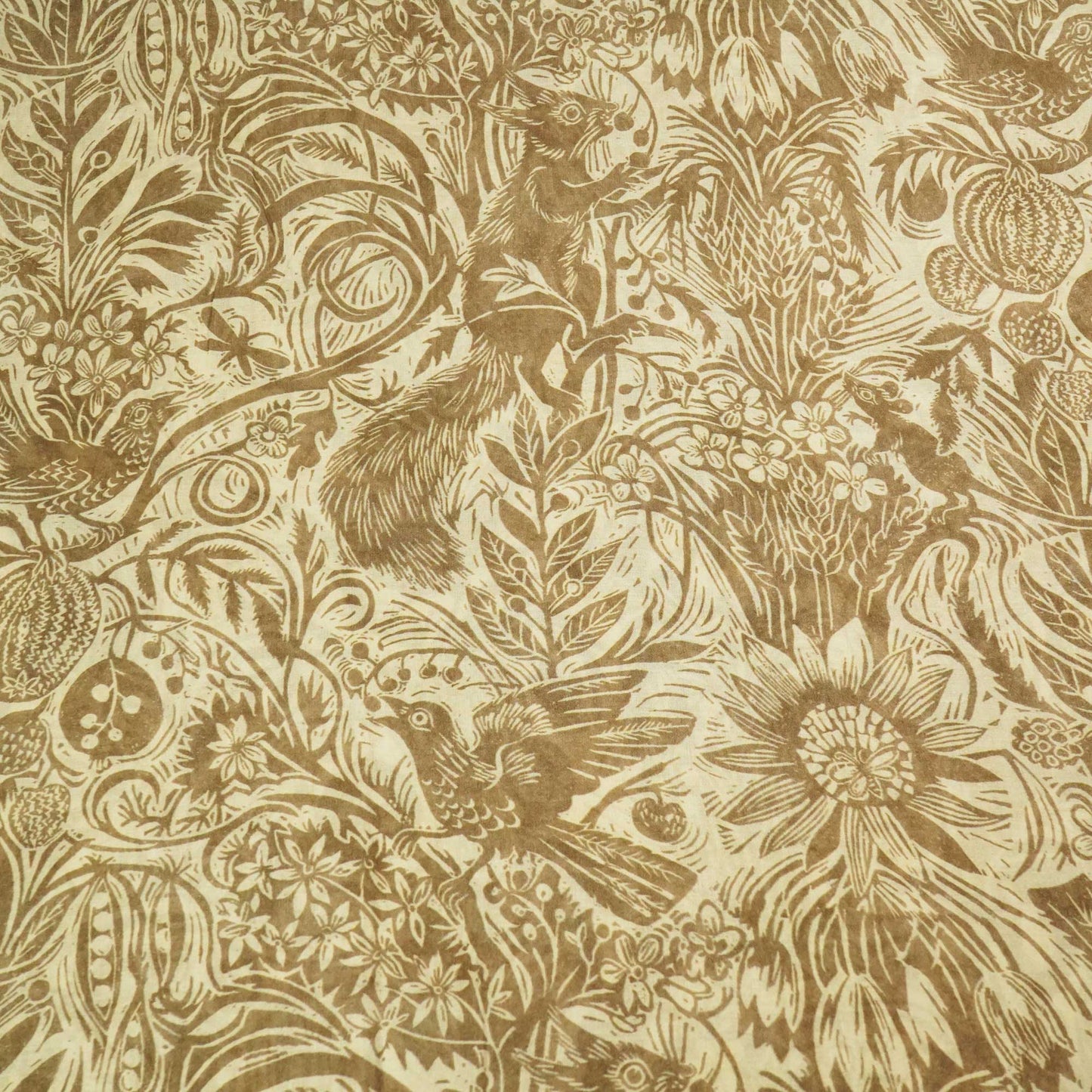 Brown Tropical Print Chanderi Fabric GT-25339