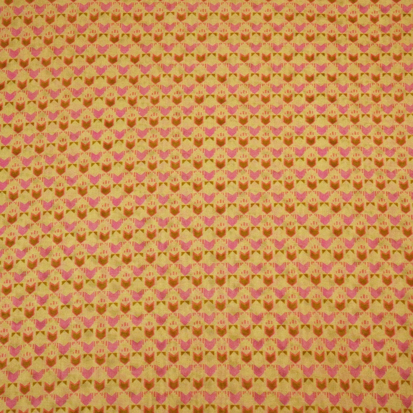 Orange & Pink Geometrical Print Chanderi Fabric GT-25343