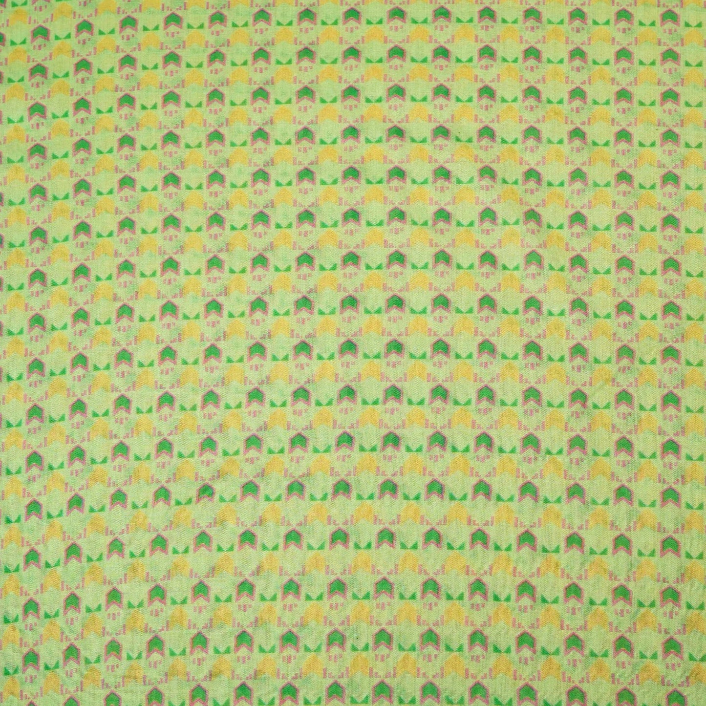 Green Geometrical Print Chanderi Fabric GT-25346