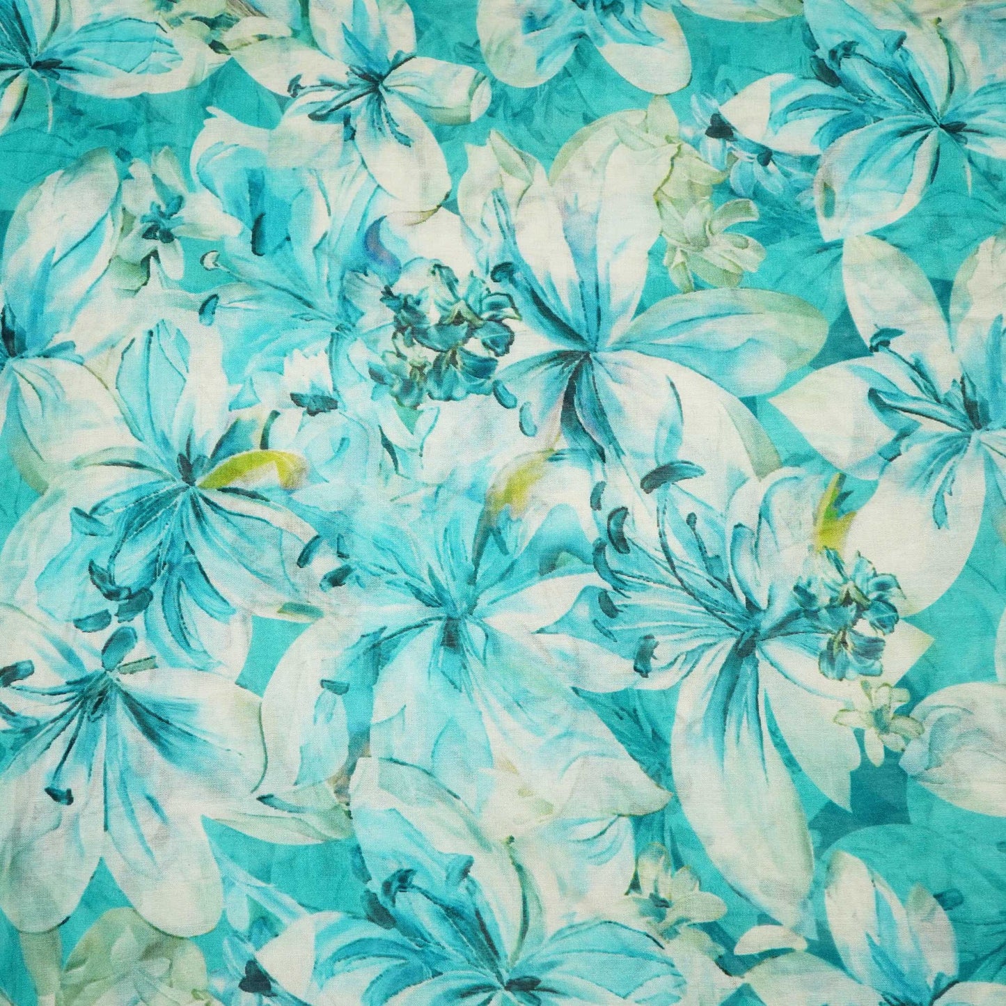 Blue Floral Print Chanderi Fabric GT-25350