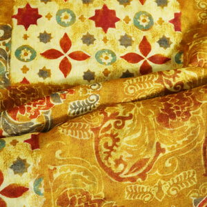 Mustard Yellow Floral Print Cotton Mulmul Fabric GT-25398