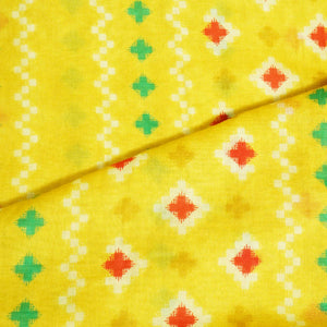 Yellow Abstract Print Cotton Mulmul Fabric GT-25402
