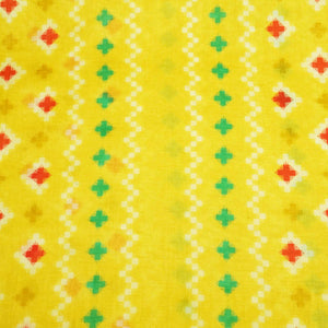 Yellow Abstract Print Cotton Mulmul Fabric GT-25402