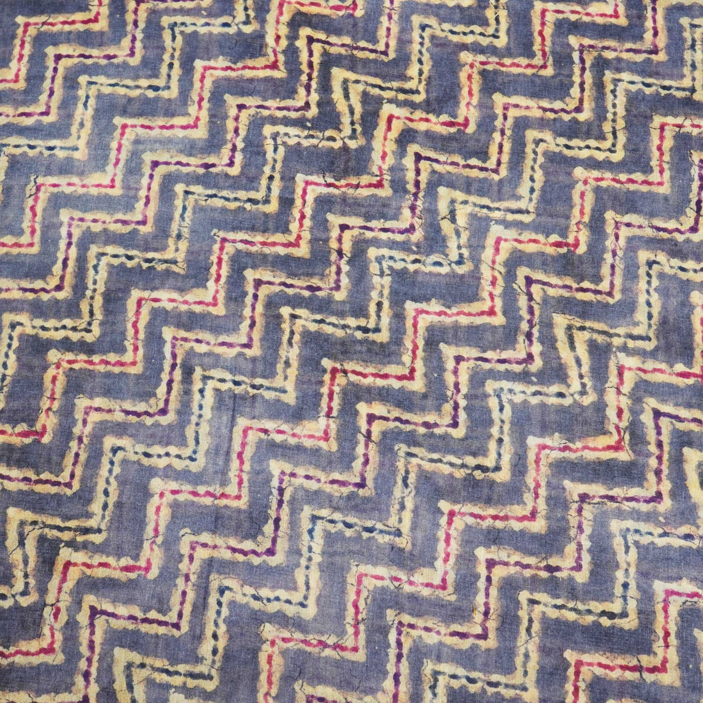 Blue Chevron Print Cotton Mulmul Fabric GT-25409