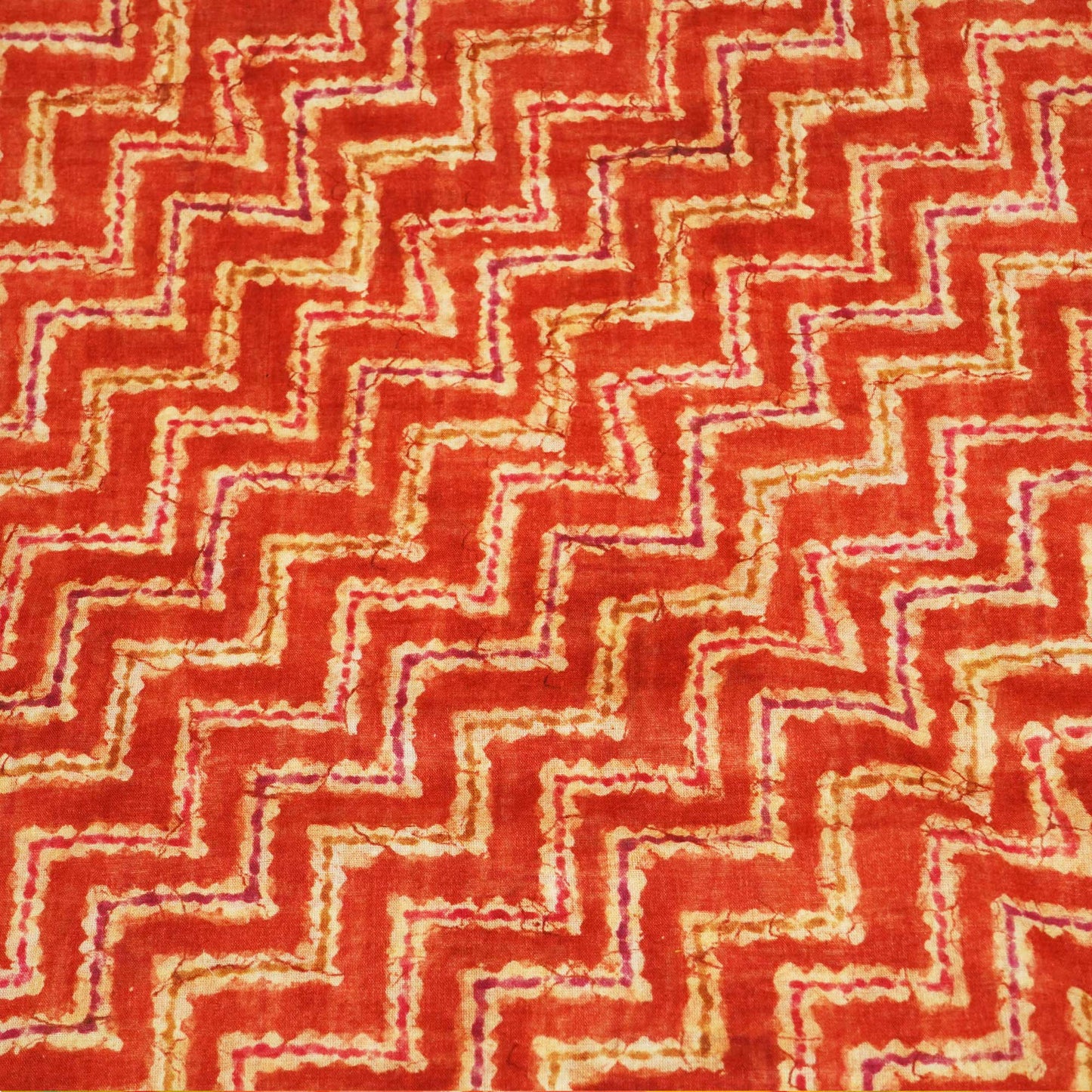 Red Chevron Print Cotton Mulmul Fabric GT-25421