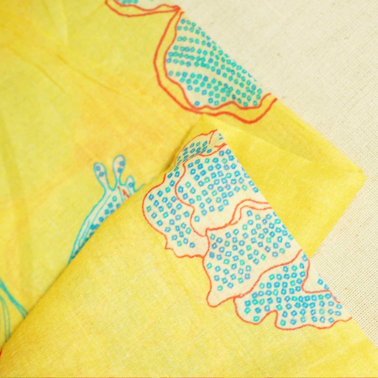 Yellow Floral Print Cotton Mulmul Fabric GT-25422