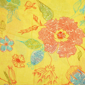 Yellow Floral Print Cotton Mulmul Fabric GT-25422