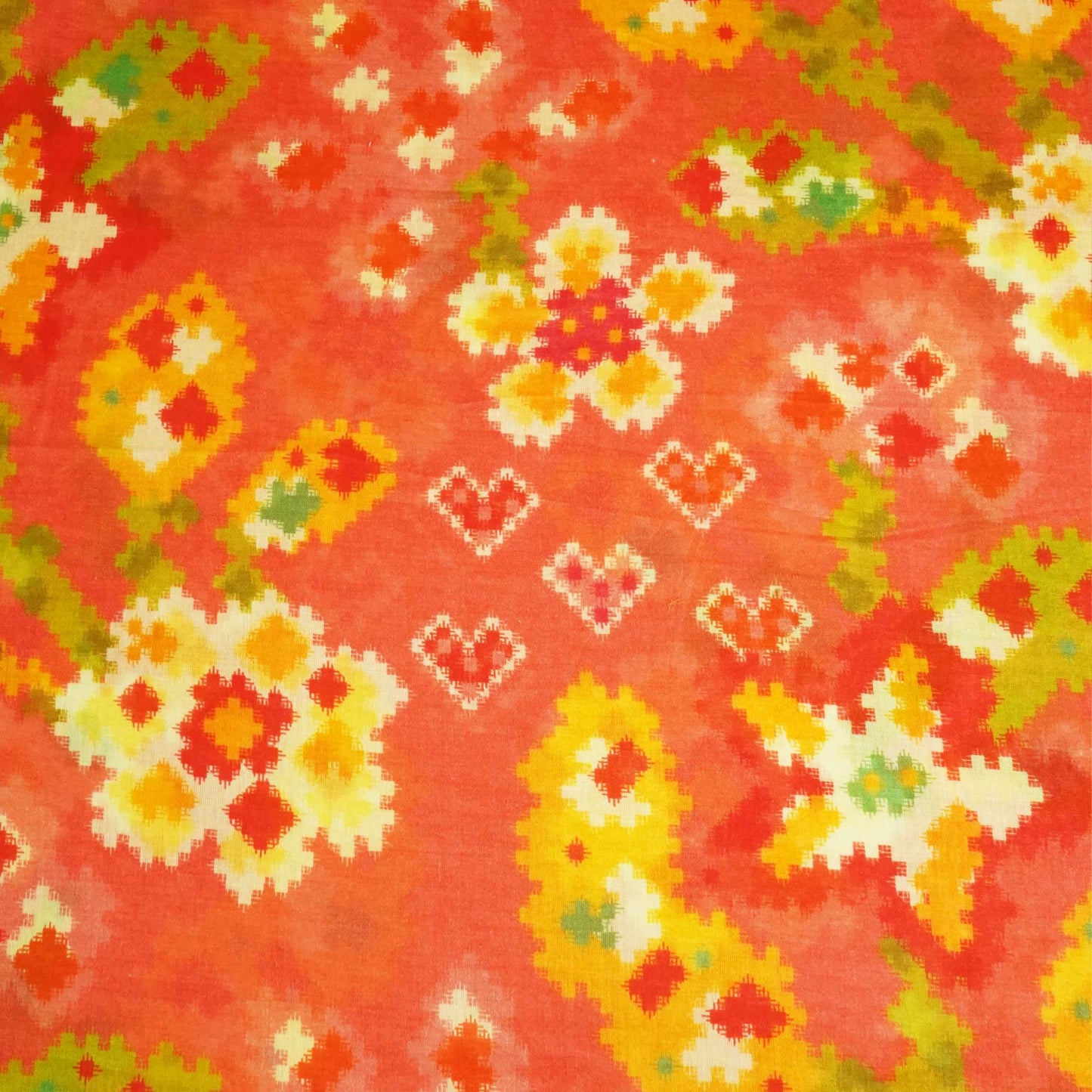 Orange & Multicolor Abstract Print Cotton Mulmul Fabric GT-25428