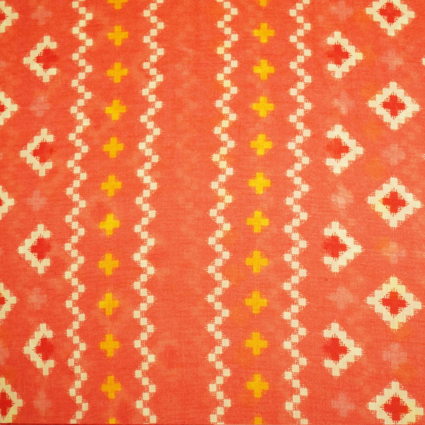 Orange & Multicolor Abstract Print Cotton Mulmul Fabric GT-25429